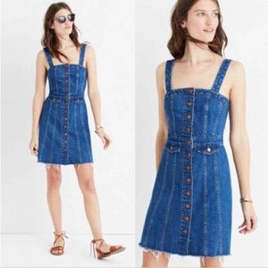 Madewell Raw Edge Button Front Denim Overall Dress